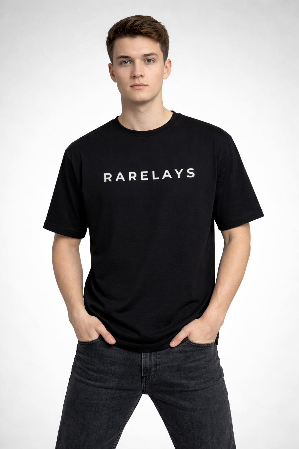 Rarelays Men’s Black IGNITE Graphic Printed Oversized T-Shirt | Back Fire Design Streetwear Cotton Tshirt