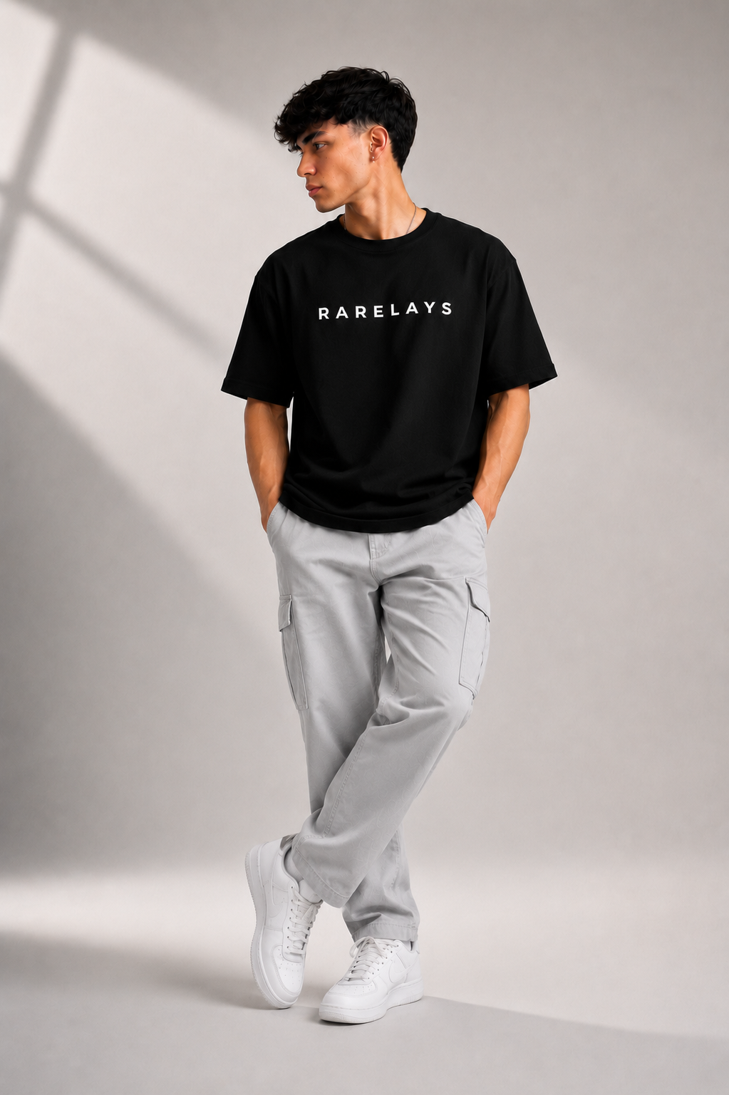 Rarelays Focus Printed Black T-Shirt for Men | Motivational Graphic Back Print | Cotton Oversized Streetwear Tee