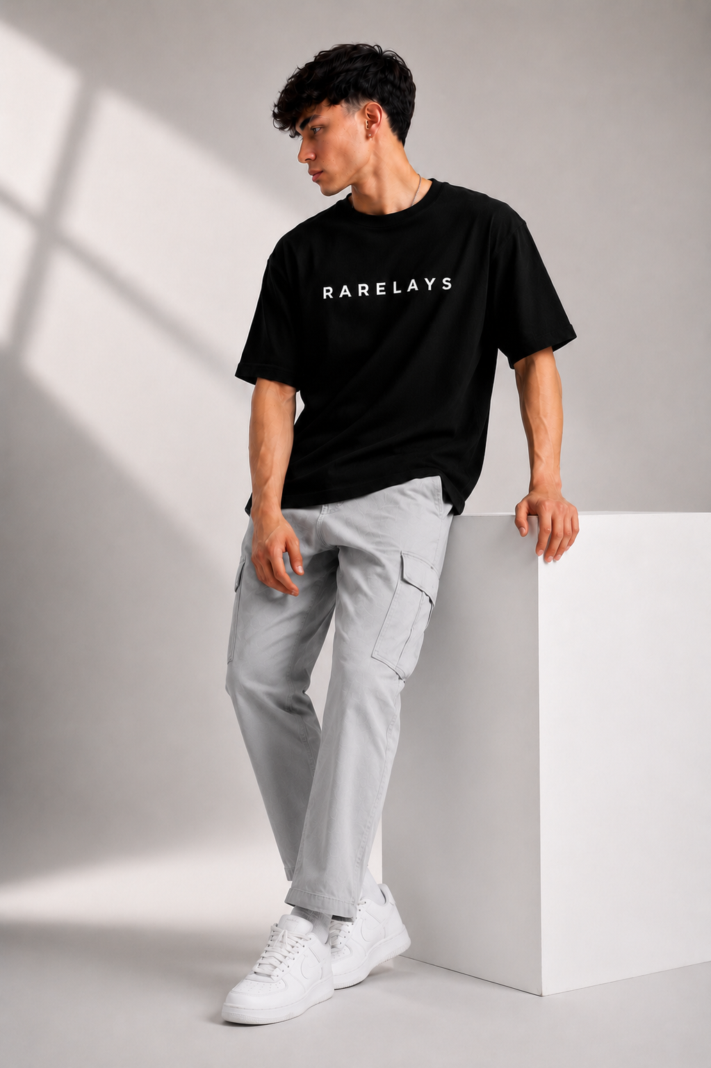 Rarelays Japanese Ocean Wave Oversized Graphic Printed Black T-Shirt for Men | Anime Streetwear Inspired Casual Cotton Tee