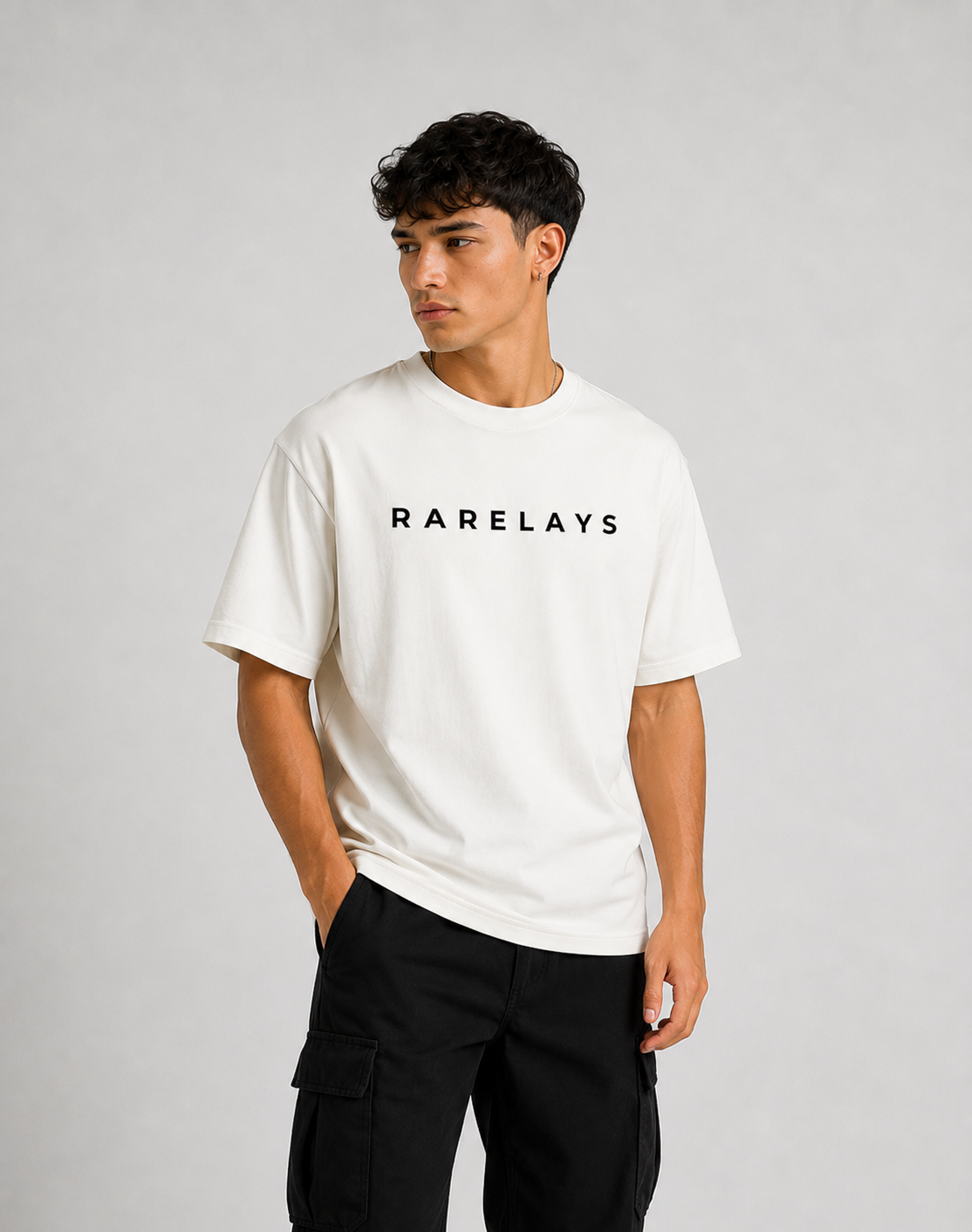 RARELAYS Burn Graphic Oversized Off-white T-Shirt for Men | Fearless Spirit Premium Cotton Back Print Streetwear Tee
