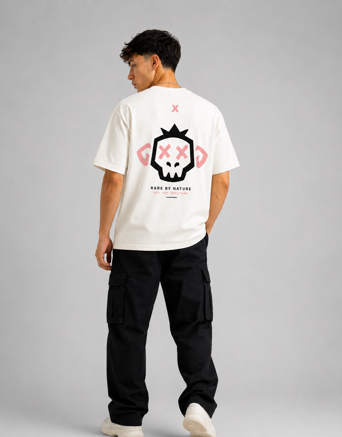 RARELAYS Rare By Nature Monkey Graphic Oversized T-Shirt for Men | Off-white Colour T-shirt | Premium Cotton Graphic Back Print Streetwear Tee | Urban Casual Fashion
