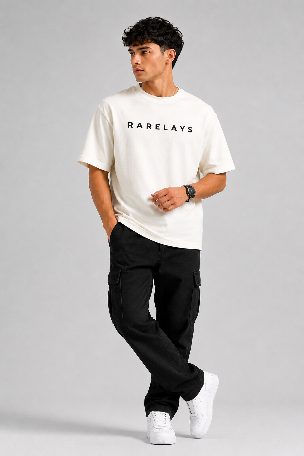RARELAYS Rare By Nature Monkey Graphic Oversized T-Shirt for Men | Off-white Colour T-shirt | Premium Cotton Graphic Back Print Streetwear Tee | Urban Casual Fashion