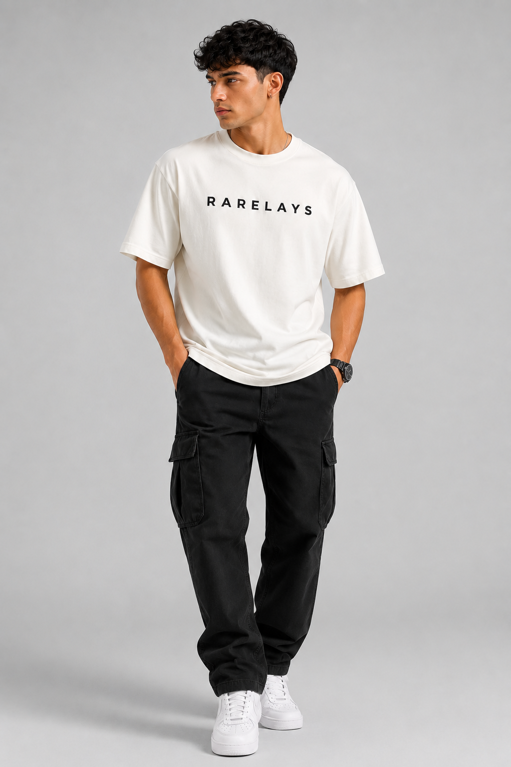 RARELAYS Tribal Youth Graphic Oversized Off-white T-Shirt for Men | Premium Cotton Front Print Streetwear Tee | Young Fresh Spirit Collection