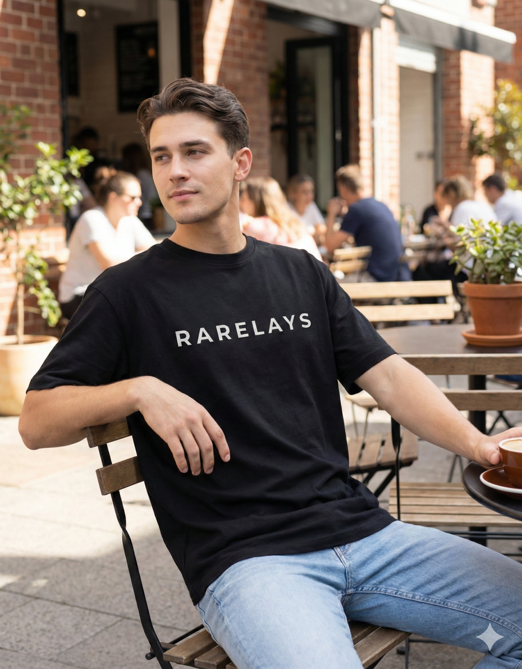 Rarelays Japanese Ocean Wave Oversized Graphic Printed Black T-Shirt for Men | Anime Streetwear Inspired Casual Cotton Tee