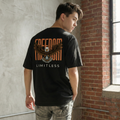 Rarelays Freedom Limitless Eagle Oversized Graphic Printed Black T-Shirt for Men | Premium Street Fashion Cotton Casual Tee