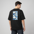 Rarelays Japanese Ocean Wave Oversized Graphic Printed Black T-Shirt for Men | Anime Streetwear Inspired Casual Cotton Tee