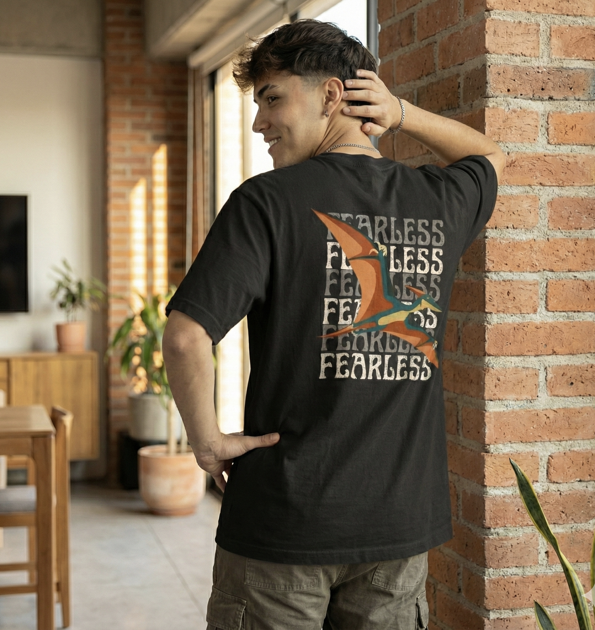Rarelays Fearless Flight Vintage Oversized Graphic Printed Black T-Shirt for Men | Premium Casual Streetwear Cotton Tee