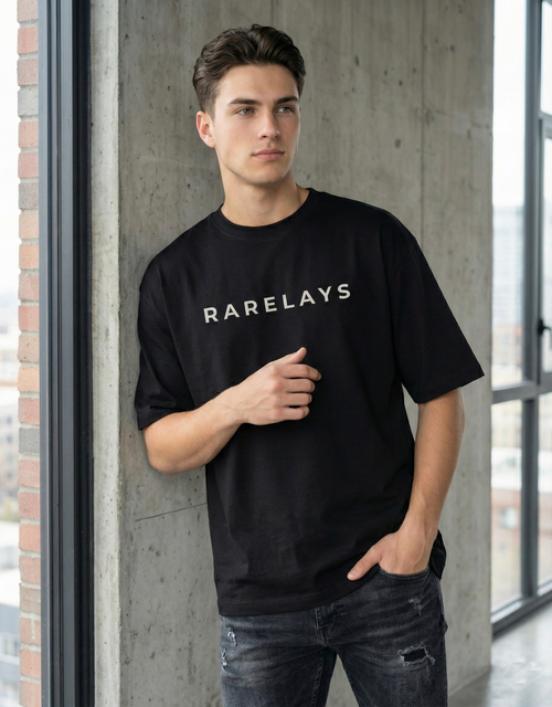 Rarelays Fearless Wolf Moon Oversized Graphic Printed Black T-Shirt for Men | Premium Streetwear Cotton Casual Tee