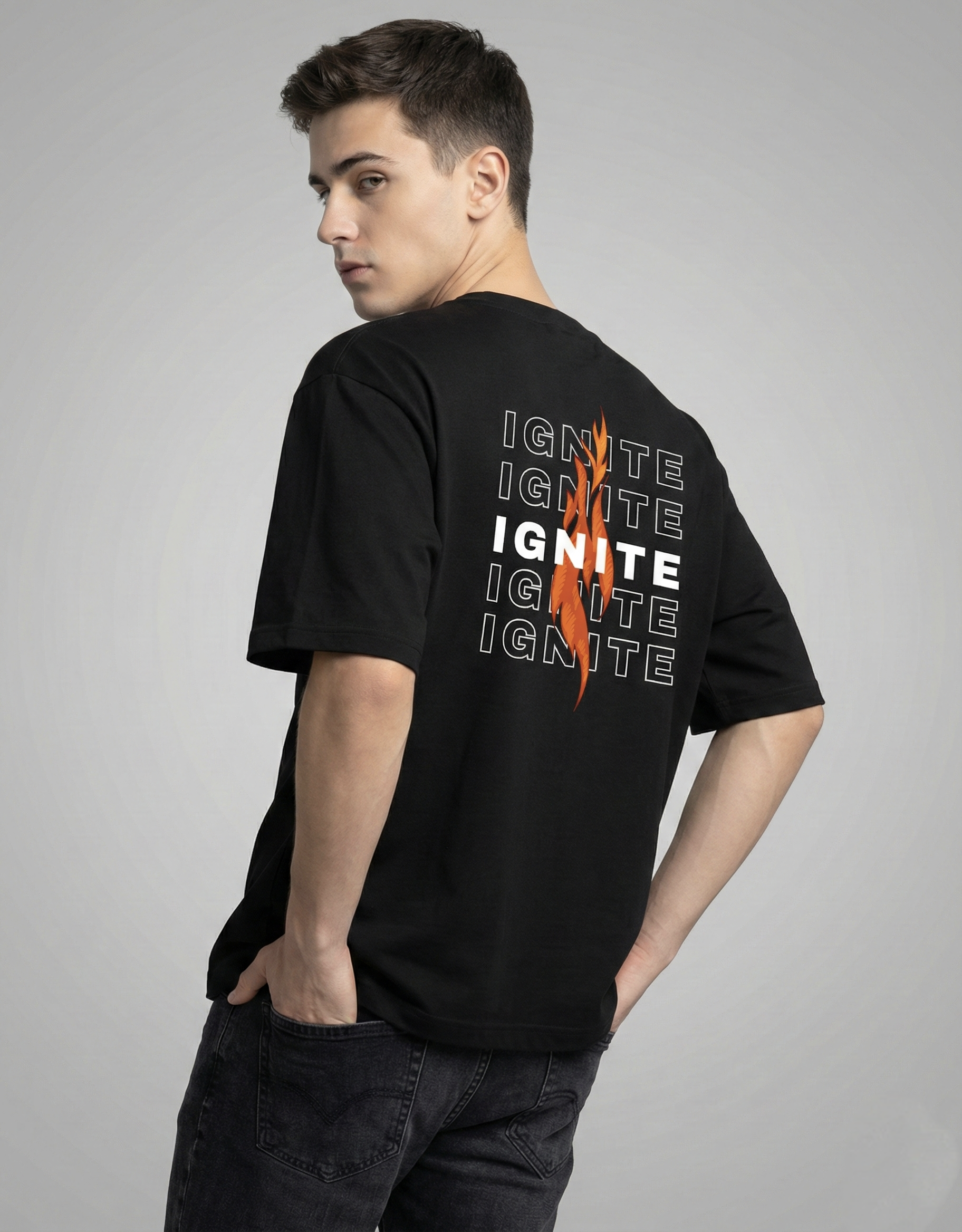Ignite the Fire | Black Oversized Streetwear Tshirt