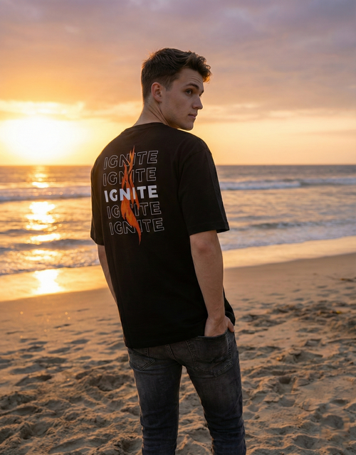 Ignite the Fire | Black Oversized Streetwear Tshirt